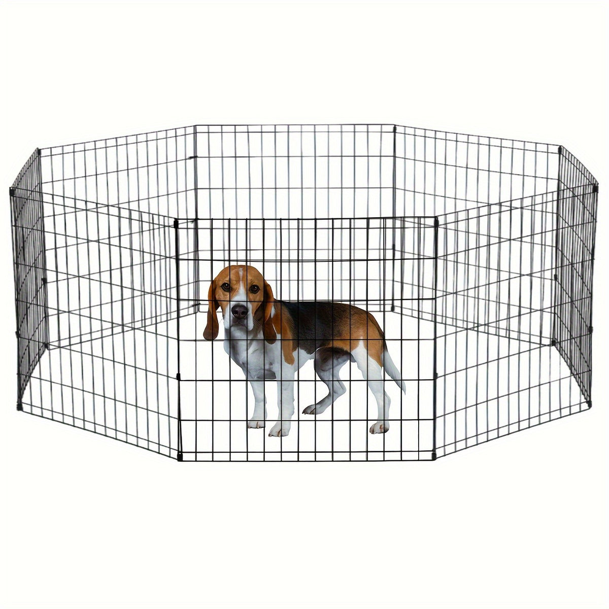 Foldable Metal Wire Dog Playpen with Tool-Free Setup, 24, 30, 36 or 42 Inch Height Options for Supervised Indoor and Outdoor Pet Exercise