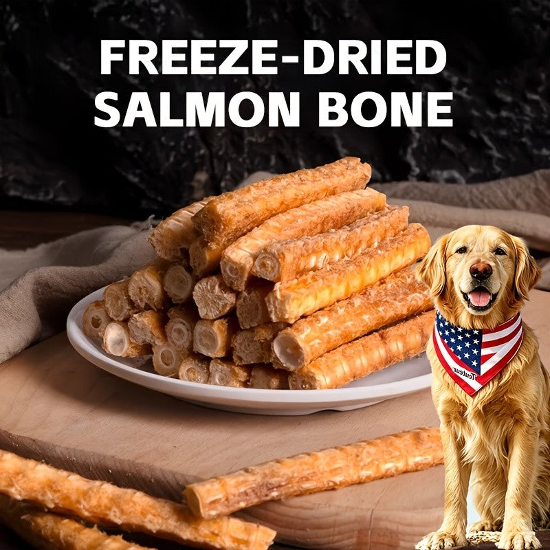 Salmon Bone Dog Treats, 80g Freeze-Dried Crunchy Fish Snacks for Small and Medium Dogs, Supervised Reward Treats for Everyday Treat Time
