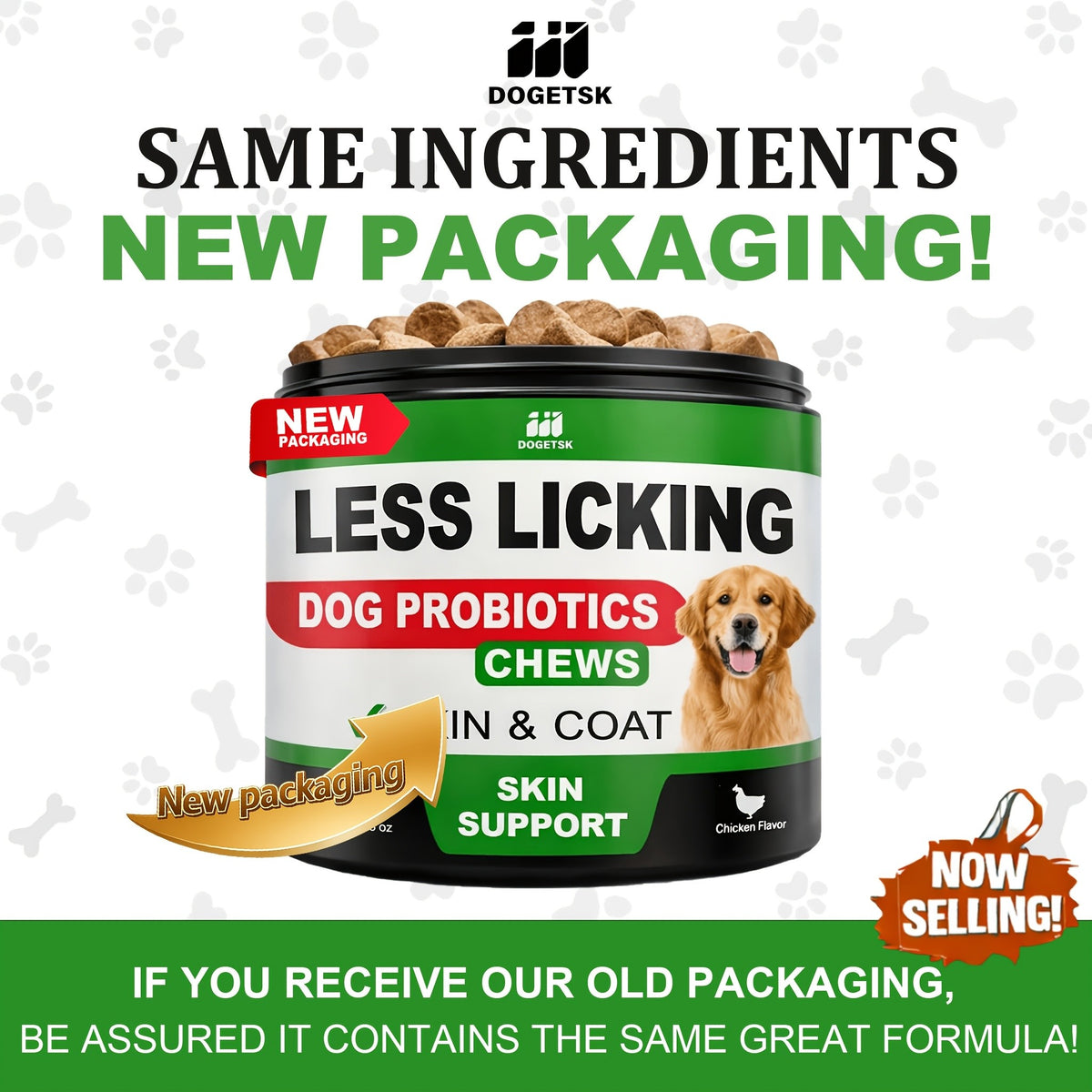 Dog Probiotic Chews Chicken Flavor, 120 Soft Chews per Container with Skin and Coat Care Labeling, Canine Supplement in 1 or 2 Unit Options