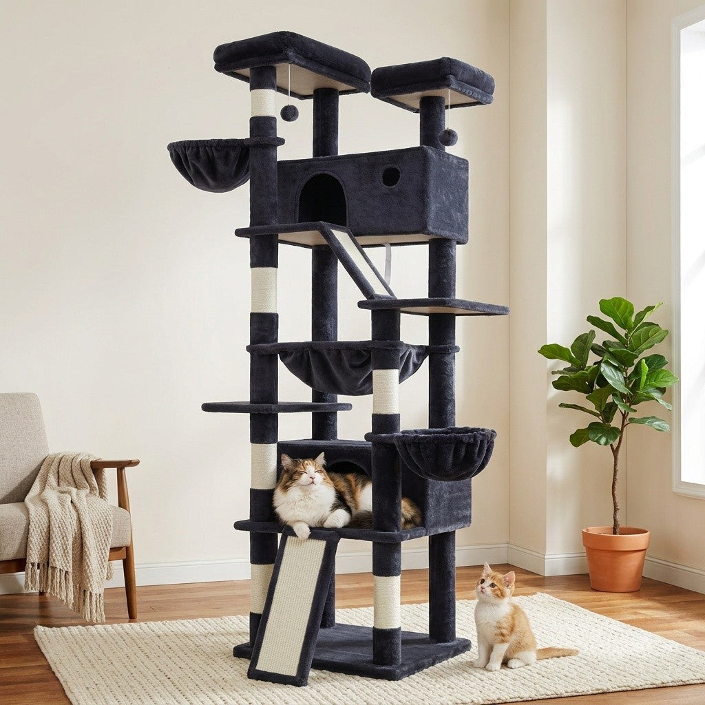 Multi-Size Cat Tree Tower for Indoor Cats, 36 65 68 or 81 Inch Multi-Level Pet Furniture with Sisal Scratching Posts and Plush Resting Areas