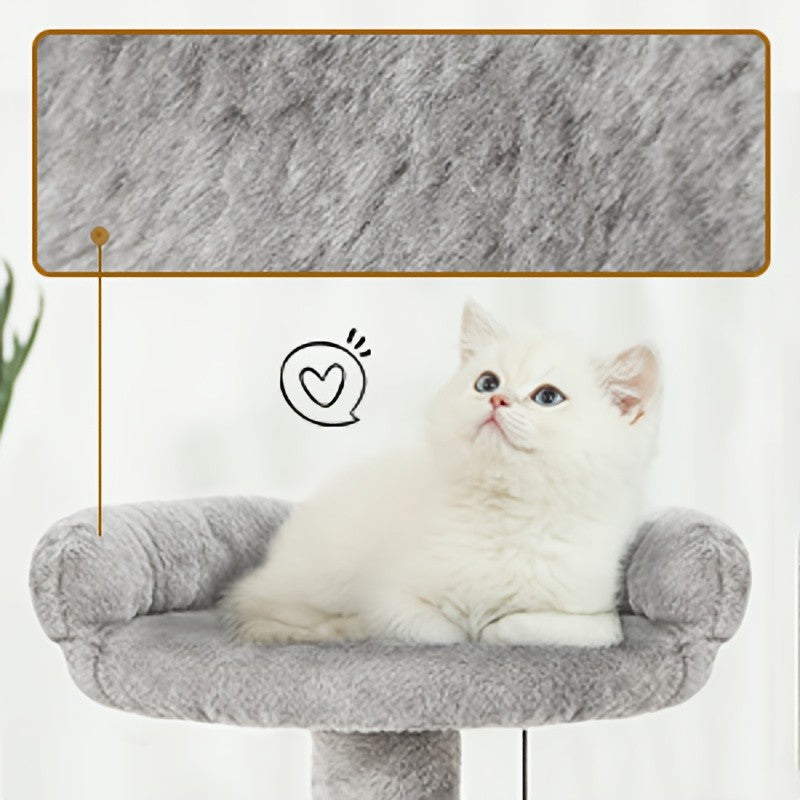 Cat Tree 36.6 Inch with Hammock and Plush Perch, Multi-Level Indoor Cat Climbing Tower with Sisal Scratching Post in Gray or Dark Gray