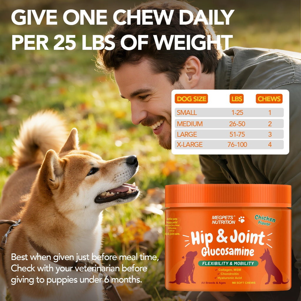 Joint Care Soft Chews for Dogs and Cats, Chicken Flavor with Glucosamine, Chondroitin and Alaskan Salmon Oil, 90 Count, Bottle Options