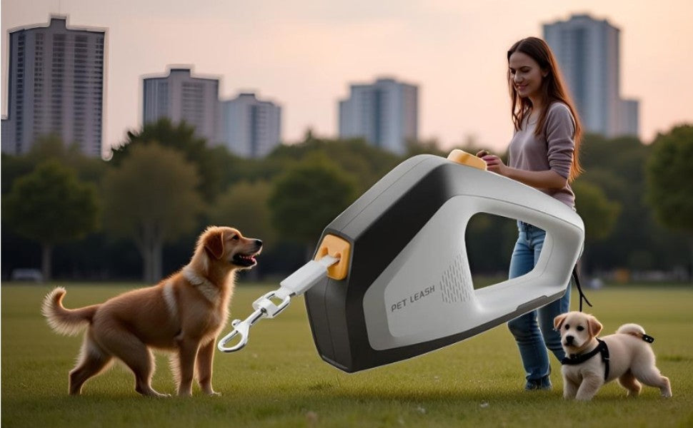 Heavy Duty Retractable Dog Leash for Large Dogs up to 110 lbs, Durable Nylon Walking Lead with One-Hand Brake, Pause and Lock Control
