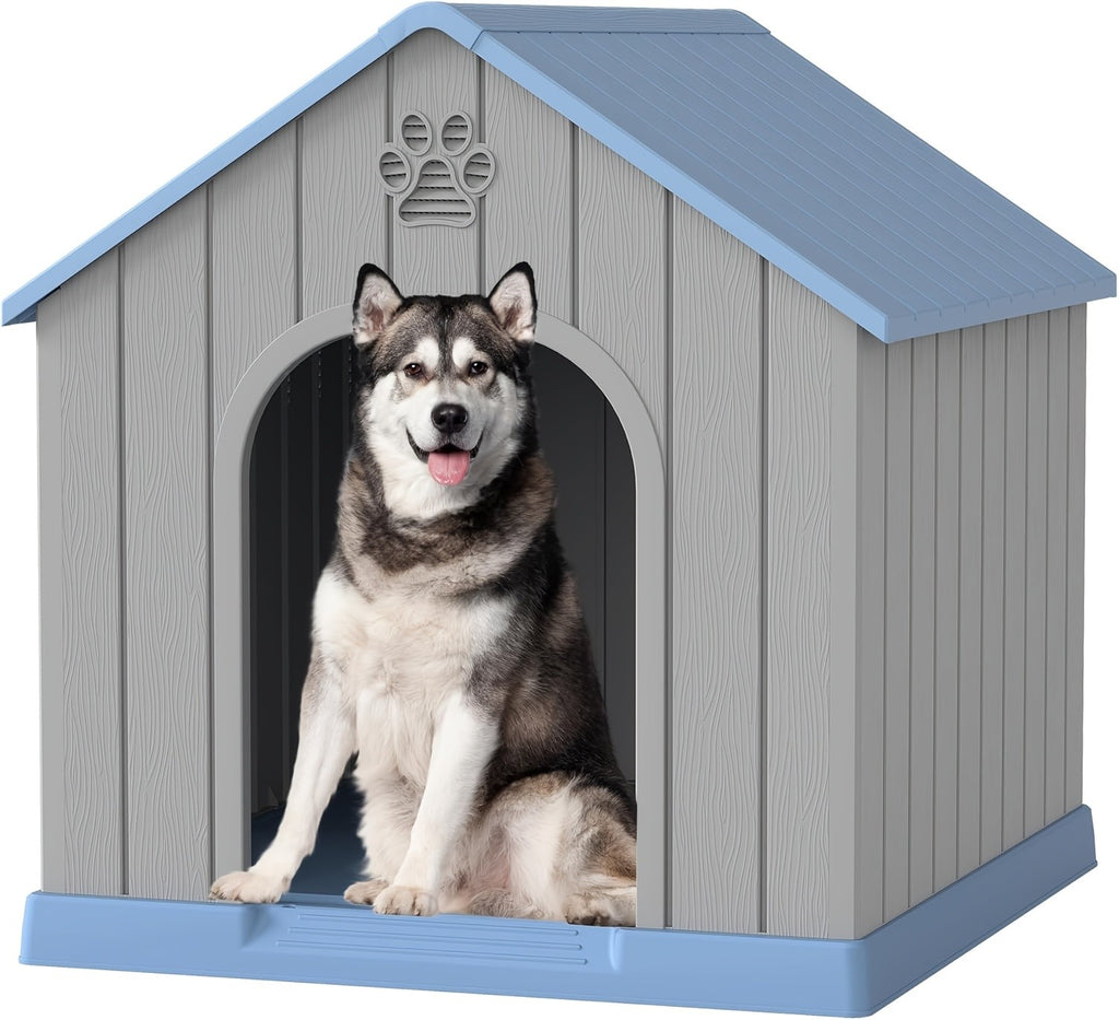 Slanted Roof Dog House with Ventilated Design, Indoor Outdoor Pet Shelter for a Dedicated Resting Area, Four Listed Color and Model Options