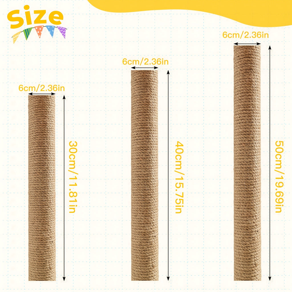 Interactive Cat Scratching Post with Double-Layer Ball Track and Feather Toys, M L XL Cat Scratcher and Replacement Pillar Options for Indoor Cats