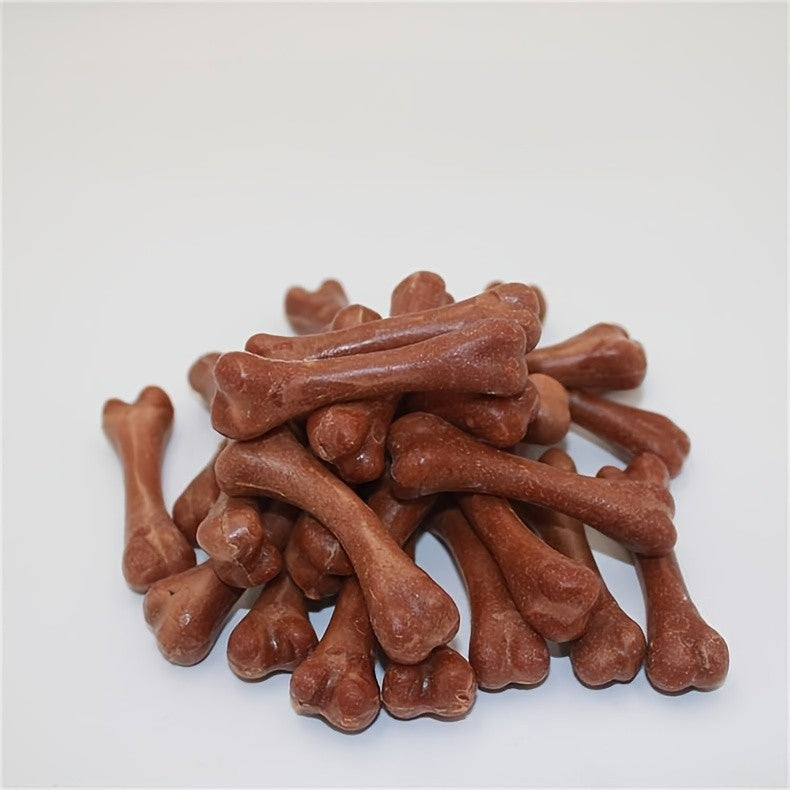 Bone-Shaped Dog Chew Treats, 50 Count Small Dog Snacks with Beef and Corn Starch for Supervised Chewing, Training Rewards and Gift Baskets