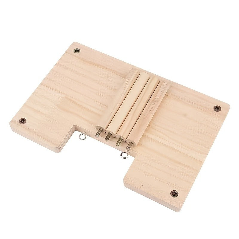 Hamster Climbing Platform with Ladder, Wooden Raised Cage Shelf and Underneath Hideaway Space for Golden Hamster Habitat Enrichment