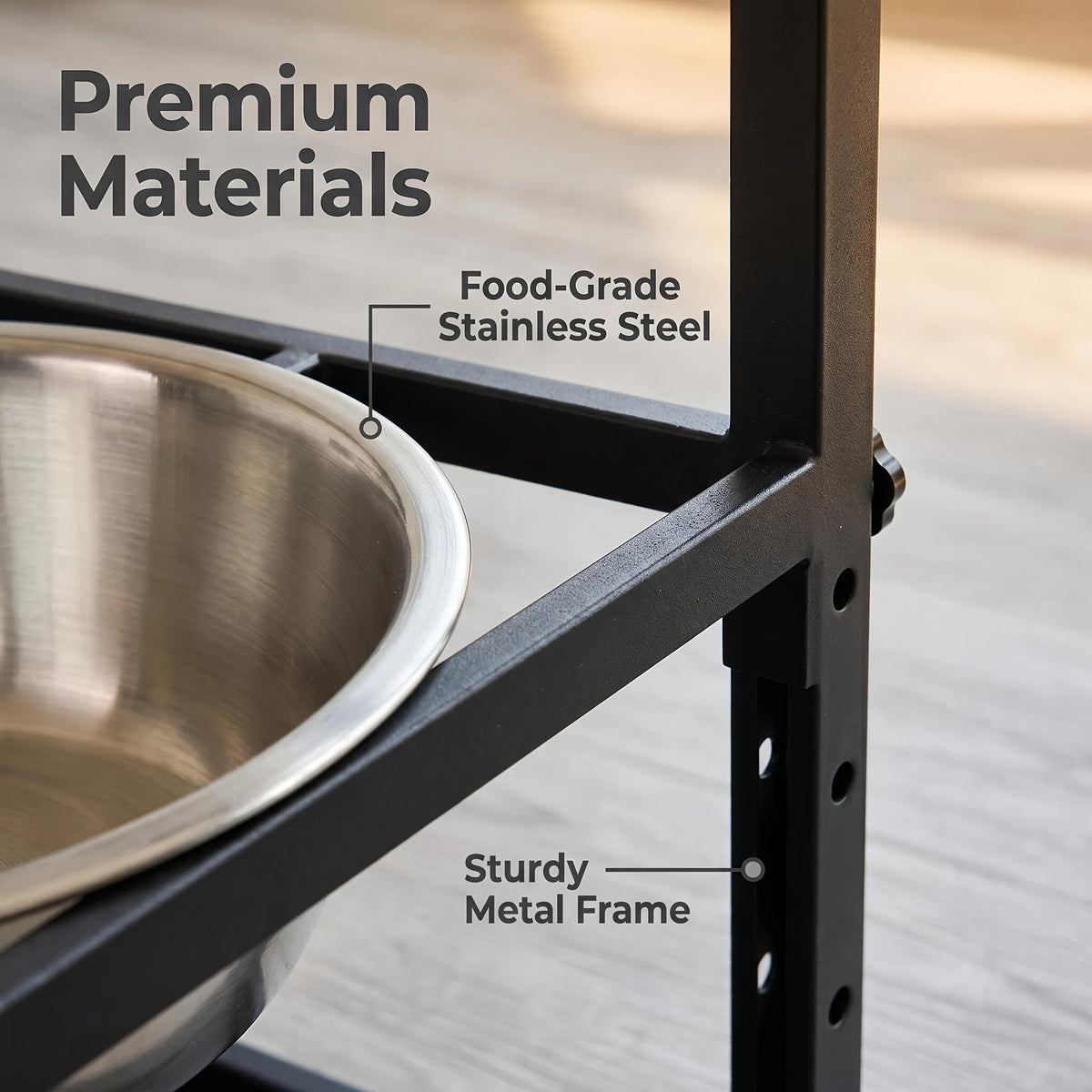 Stainless Steel Double Pet Bowls with Adjustable Elevated Stand, Non-Slip Food and Water Feeding Station for Dogs and Cats at Home