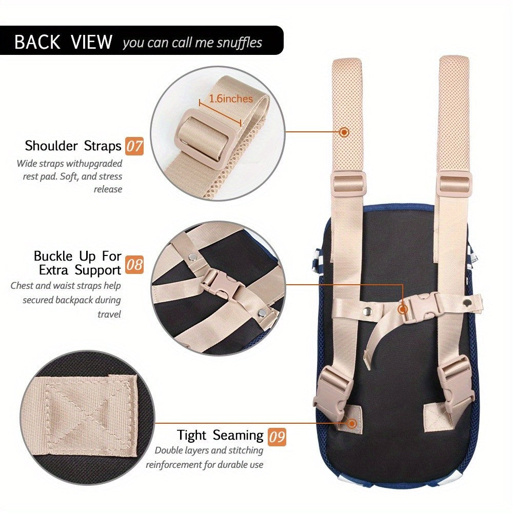 Hands-Free Dog Front Carrier with Padded Adjustable Straps, Legs-Out Pet Backpack with Dual Side Zippers for Small Pet Walks and Travel