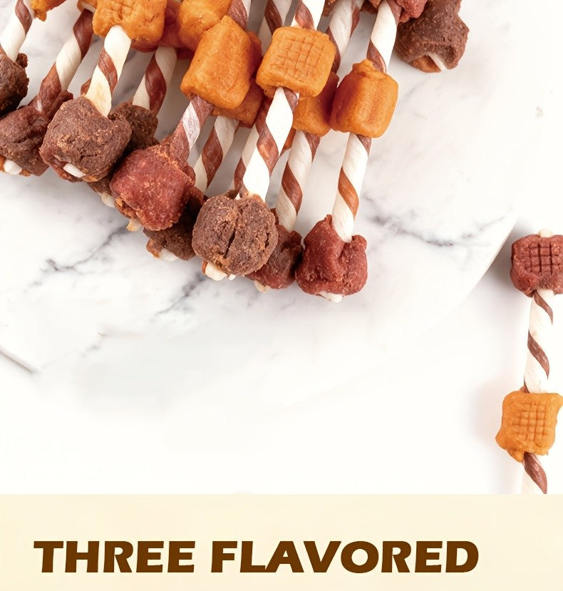 Dog Chew Snack Mix, 150g Happy Snack Selection with Chicken, Duck, Liver and Beef Jerky Flavor Labels for Supervised Treat Time and Dog Gift Baskets