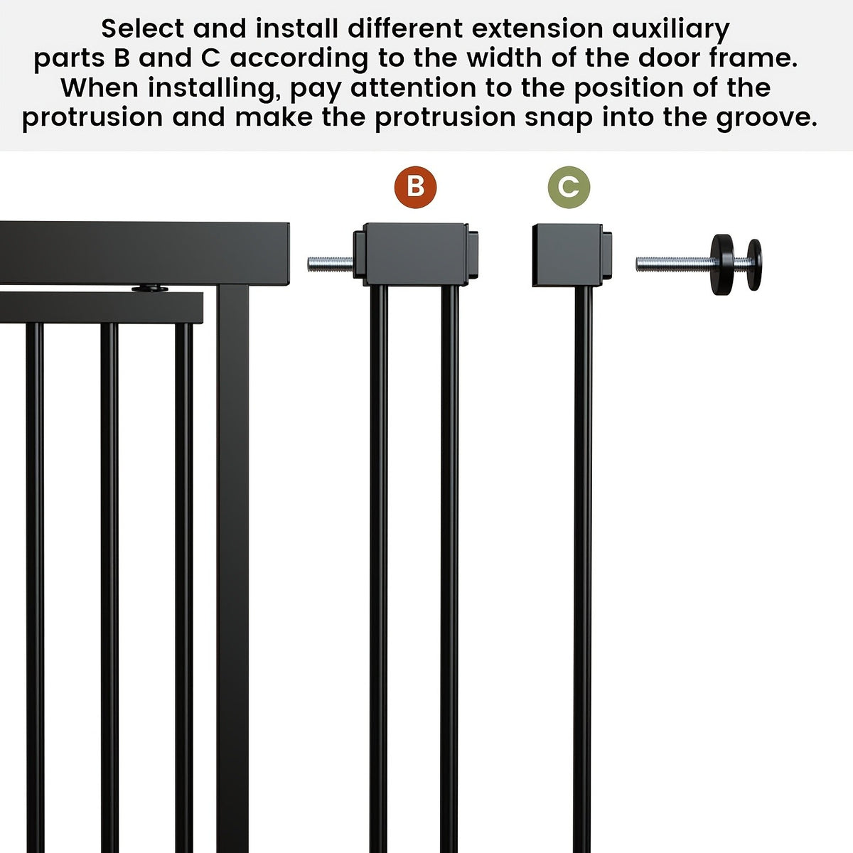 Extra Tall Cat Gate 49–86 Inch Adjustable Height, Pressure-Mounted Pet Barrier for Doorways and Hallways, Black or White Dog Gate