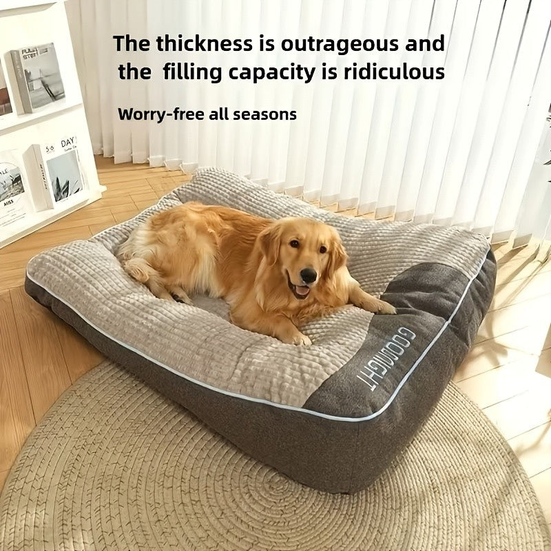 Bolster Dog Sofa Bed in Gray, Medium 25.59 x 19.69 x 7.09 Inch Plush Pet Cushion with Raised Pillow Edges for Cozy Indoor Rest and Lounging