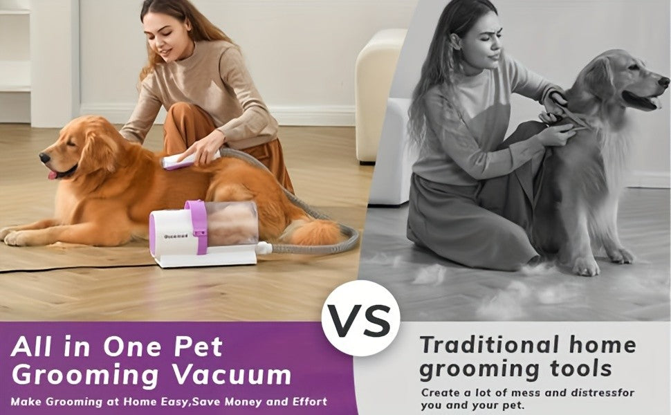 Dog Hair Vacuum Grooming Kit with Clippers, 2.5L Dust Cup, 4 Grooming Tools and 3–24mm Guide Combs for At-Home Brushing and Coat Trimming