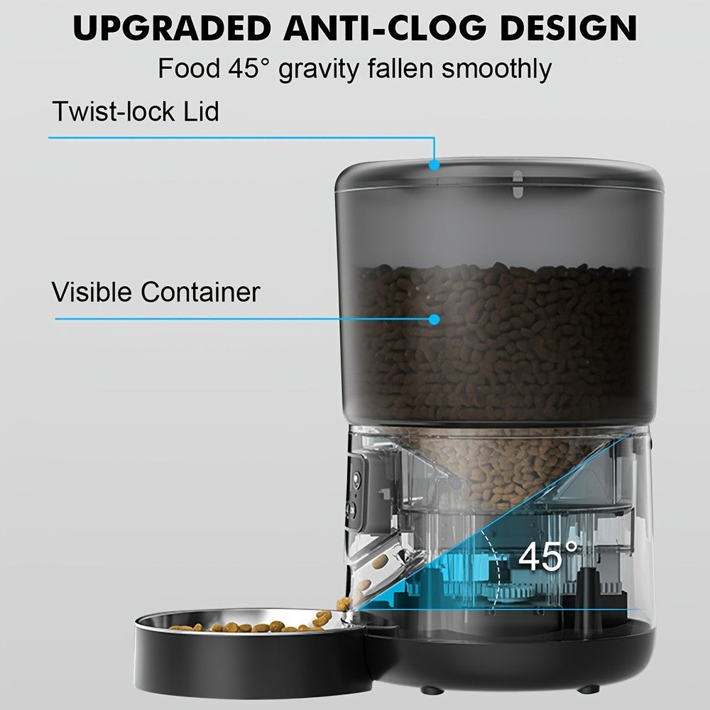 4L Automatic Pet Feeder by NPET, Cat and Dog Food Dispenser with Stainless Steel Bowl, USB or Battery Power and App or Camera Version Options