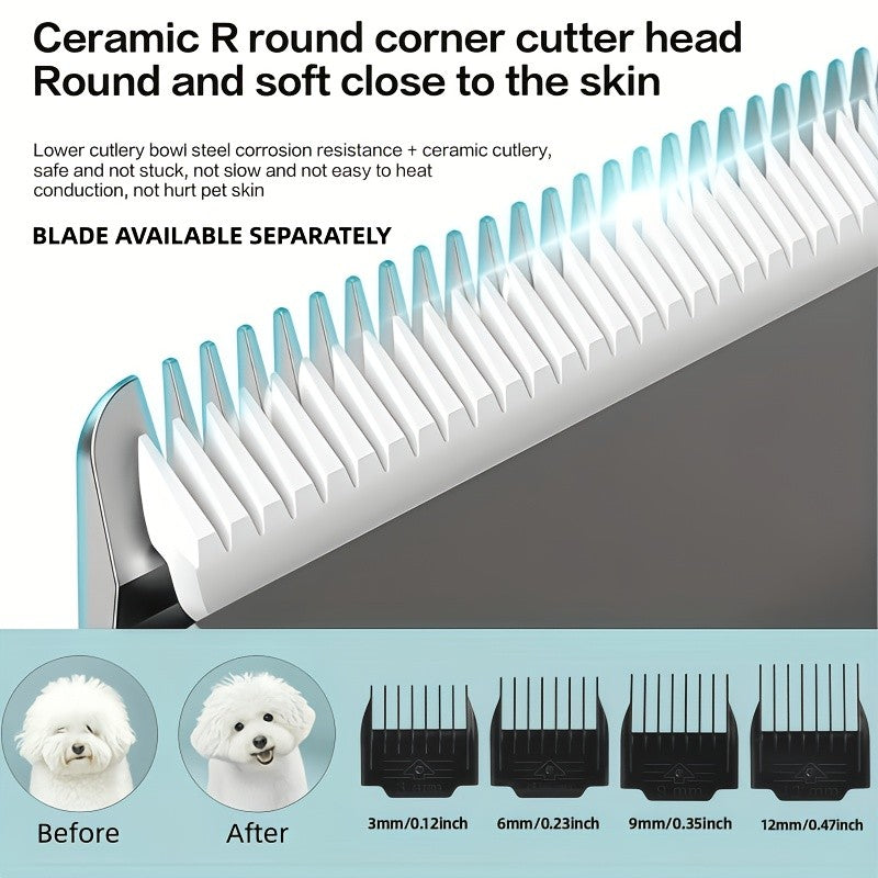 Pet Grooming Trimmer and Scissors Kit for Dogs and Cats, At-Home Hair Clipping Set with Curved Scissors Options for Small Dog and Puppy Coat Care