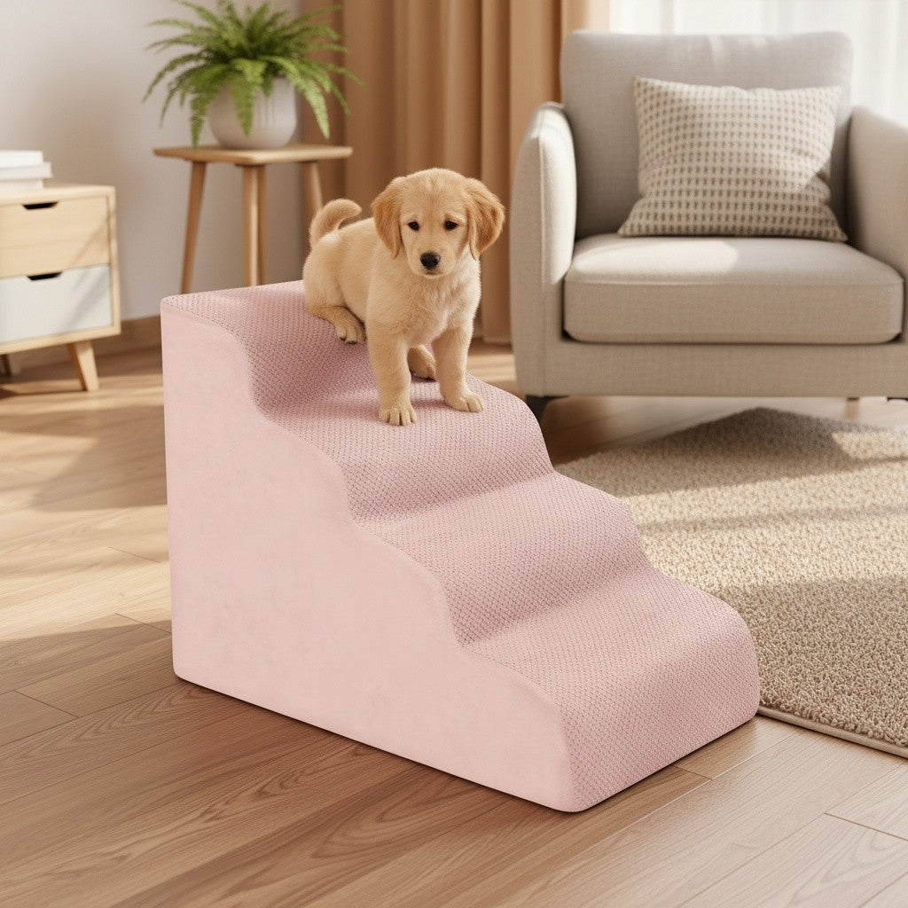 Cushioned Dog Stairs for Small Dogs, High-Density Foam Pet Steps with Non-Slip Bottom and Removable Cover, 2 or 3 Steps for Suitable Beds and Couches