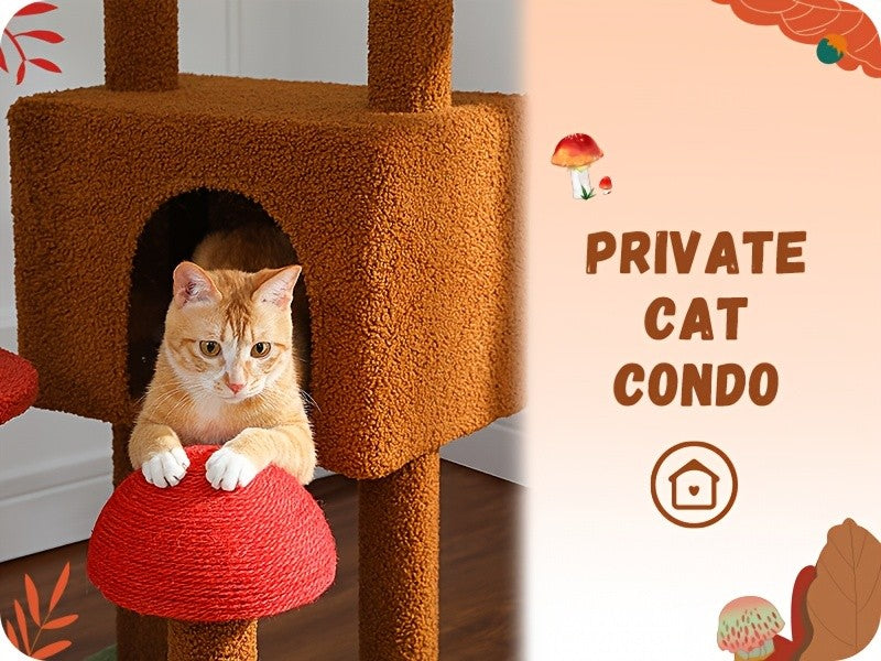 Adjustable Floor to Ceiling Cat Tree 90.5–100.4 Inches, Dual Top Support Indoor Tower with Condo, Hammocks, Climbing Platforms and Scratching Posts