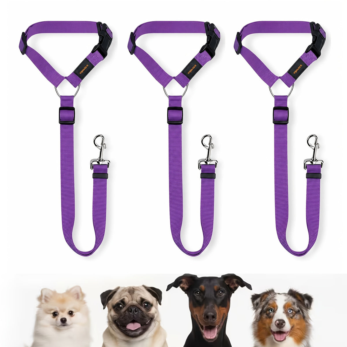Dog Car Seat Belt Tether with Buckle Attachment, Black Pet Travel Leash for Vehicle Rides, Buckle Attachment Pro Option for Dog Owners