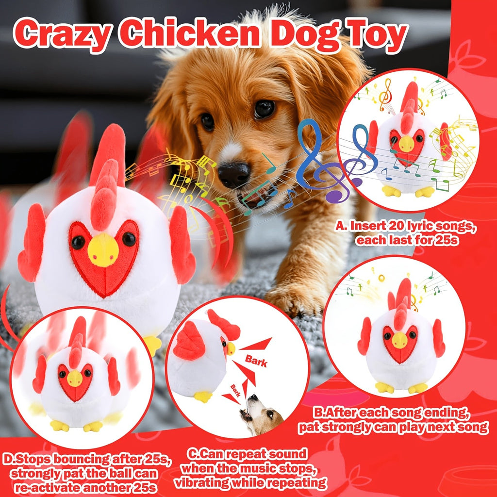 Interactive Plush Dog Toy with Bouncing Ball and Sound, USB Rechargeable Cartoon Animal Pet Toy for Supervised Indoor Chase and Play