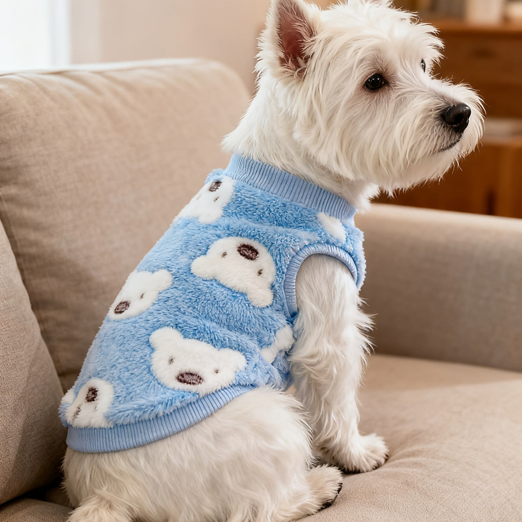 Dog Sweater Hoodie for Small Medium Dogs, Soft Warm Puppy Outfit for Autumn Winter Cold Weather, Cozy Green Pet Clothes for Chihuahua Schnauzer Teddy Bear Dogs, Bear Head and Leopard Print Styles