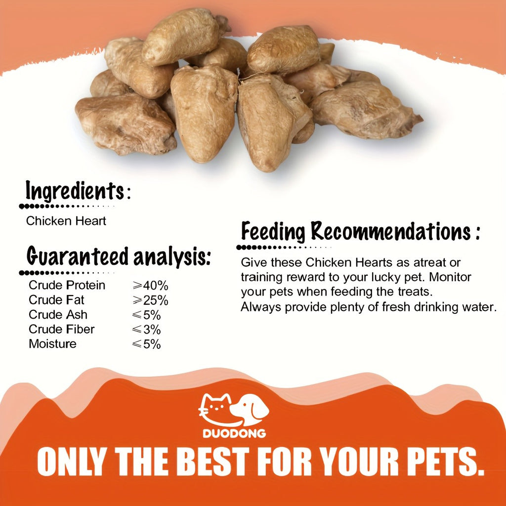 Single Ingredient Chicken Heart Treats for Cats and Dogs, Freeze Dried Grain-Free Training Rewards and Meal Topper in 200g or 300g Options
