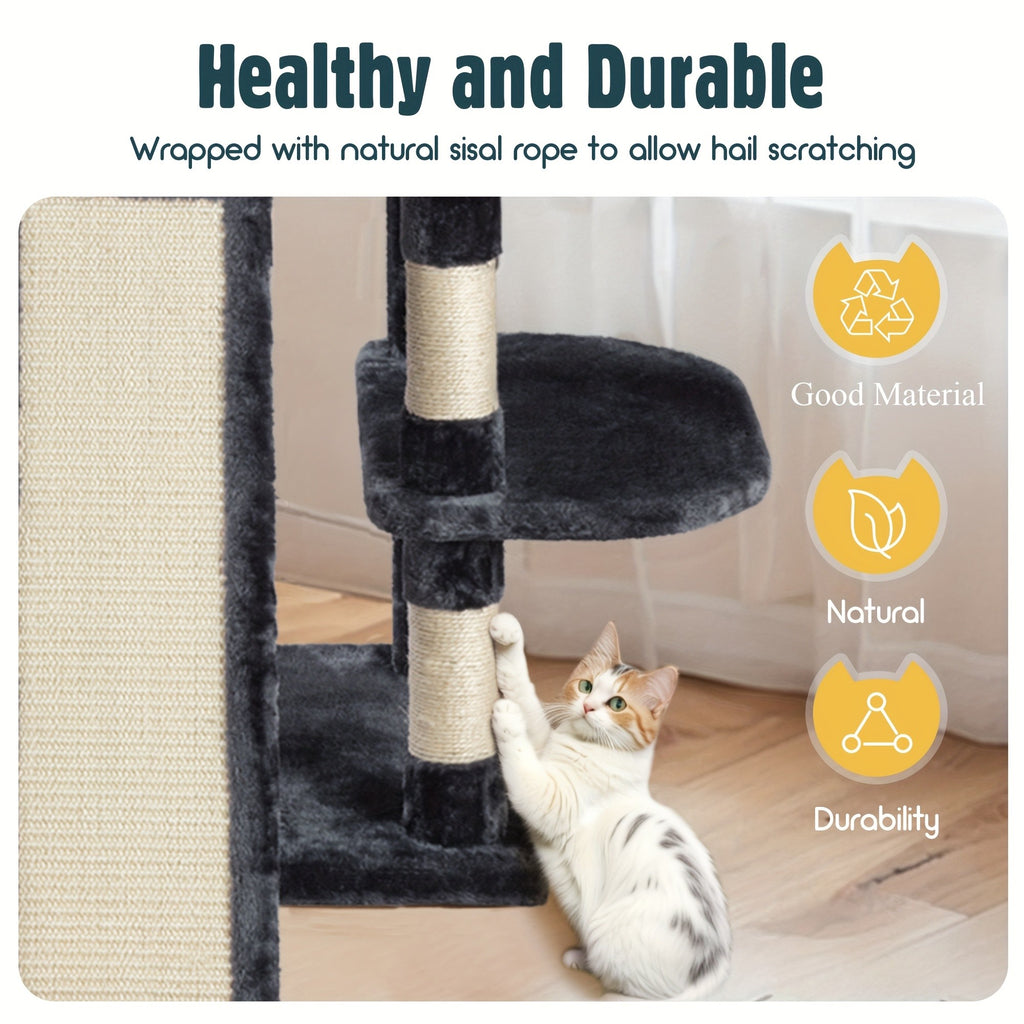 Cat Tree with Plush Baskets, 68 Inch Multi-Level Indoor Cat Tower with Condo Hideaway, Soft Perches, Sisal Scratching Posts and Wide Base