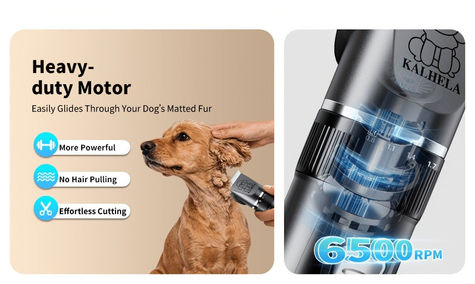 Rechargeable Dog Grooming Clippers Kit, Cordless Low-Noise Pet Hair Trimmer with Scissors and Comb for Small and Large Dogs and Cats