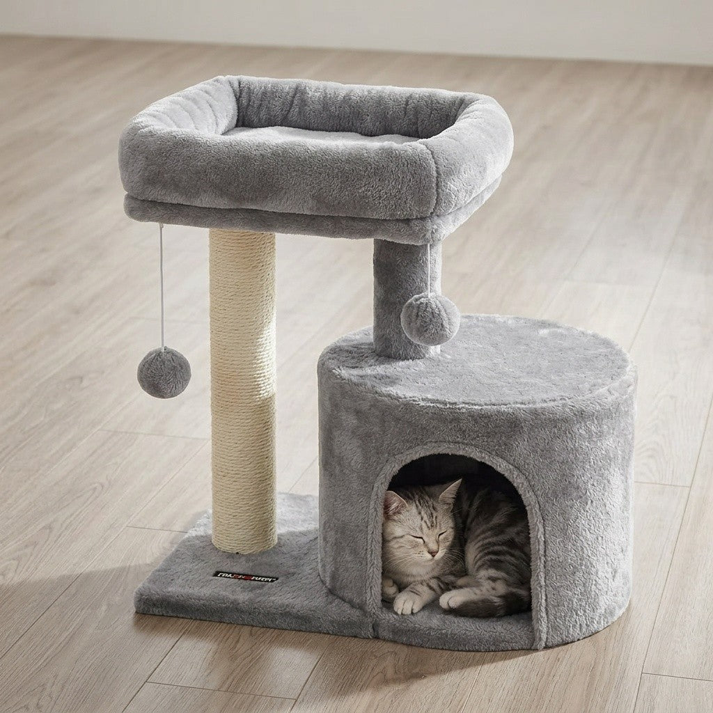 Cat Tree with Soft Padded Perch and Plush Condo, Multi-Level Indoor Cat Tower with Sisal Scratching Posts for Kittens and Cats, Four Colors