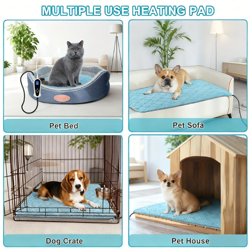 Indoor Pet Heating Pad for Cats and Dogs with Thermostatic Controller, 1-24H Timer and Removable Washable Cover in Three Size Options