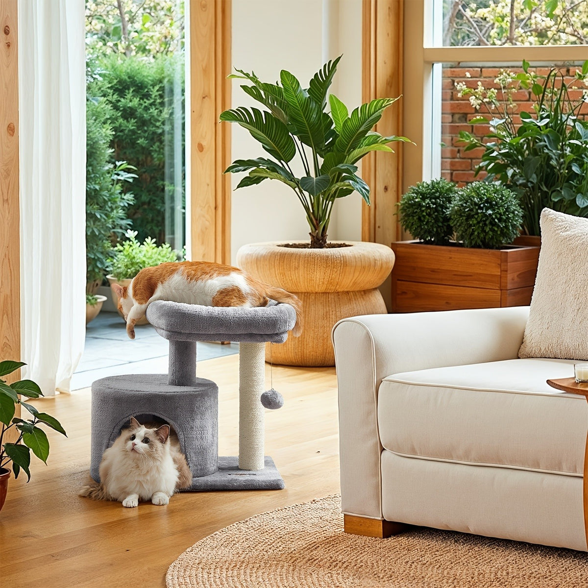 Cat Tree with Soft Padded Perch and Plush Condo, Multi-Level Indoor Cat Tower with Sisal Scratching Posts for Kittens and Cats, Four Colors