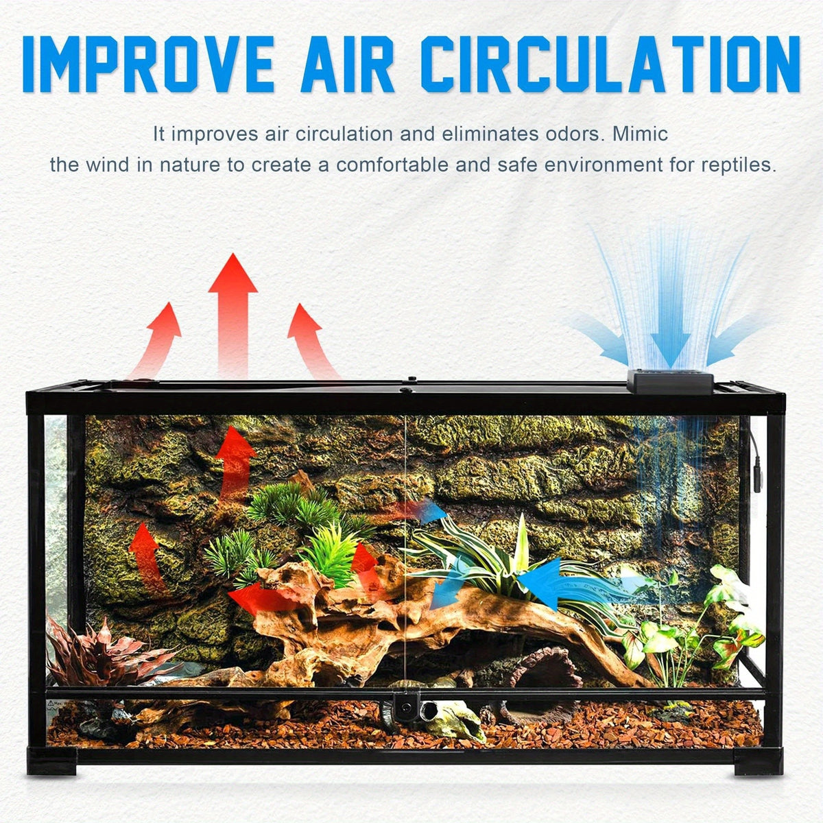 Reptile Climate Controller with Digital Thermometer and Hygrometer, Automatic Dehumidifying Ventilation Fan and High-Temperature Alarm for Terrariums