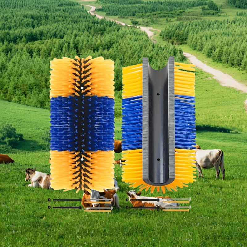 Horse Grooming Scratcher Set for Cattle and Livestock, 2 or 4 Pieces with Rounded Edges and Screws, Color Options and Selected Cleaning Brush Bundles