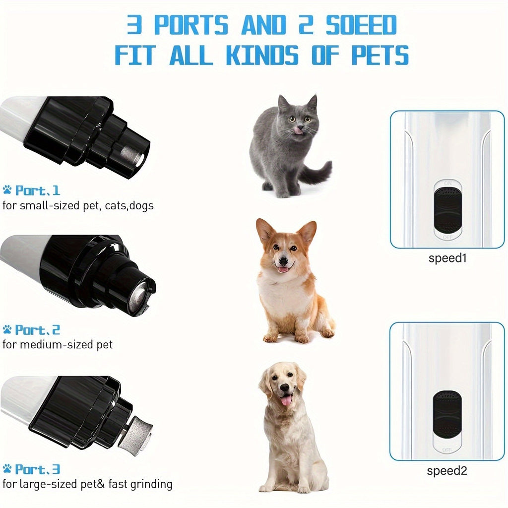 Dog Nail Smoothing Tool, Electric Pet Claw Grinder for At-Home Paw Grooming, White or Upgraded LED Screen Version for Regular Nail Care