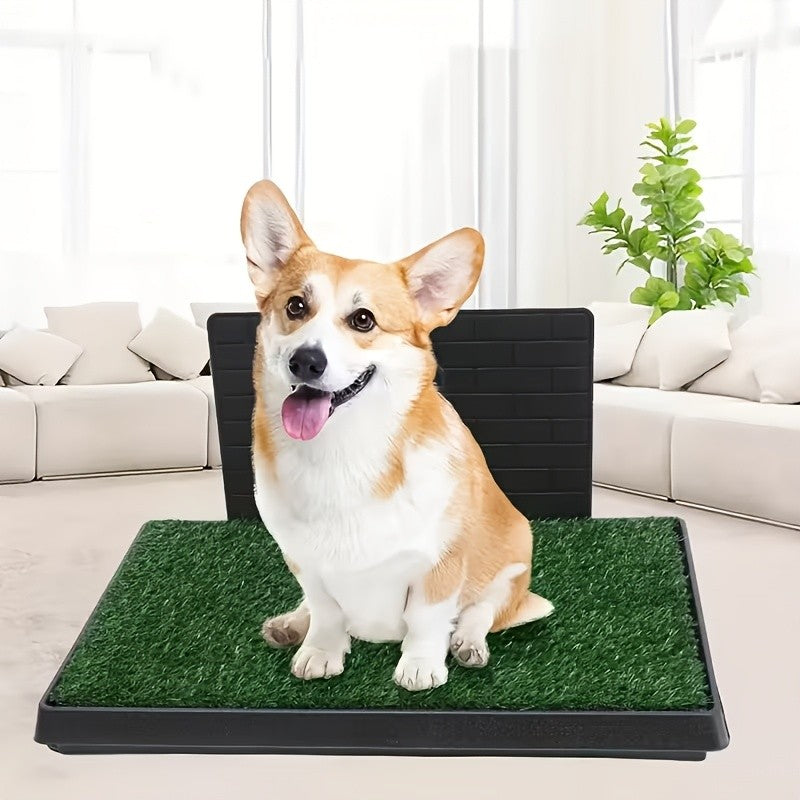 Dog Grass Pad with Tray 27.8 x 20 Inch, Three-Layer Washable Indoor Potty with 3 Replacement Turf Pads for Small and Medium Dogs, Apartments and Balconies