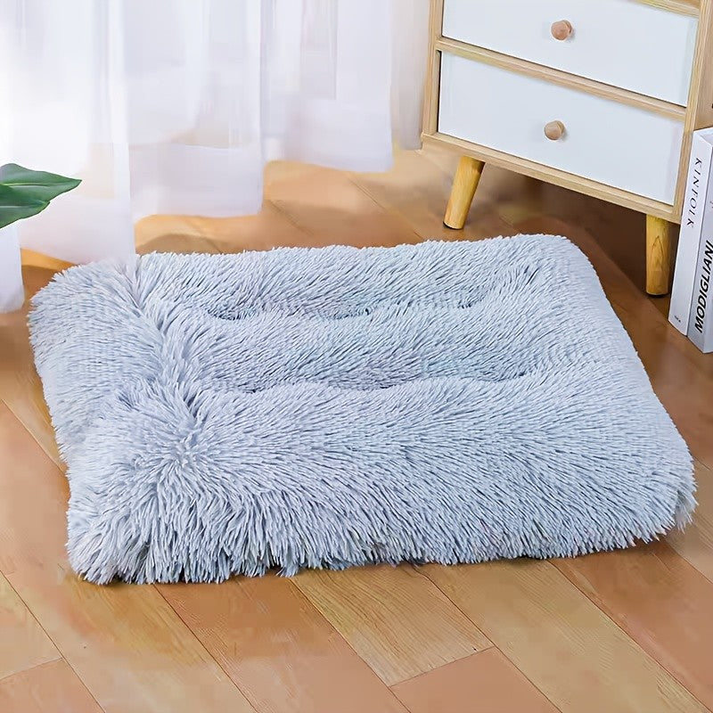 Plush Pet Bed Mat for Dogs and Cats, Light Grey Sleeping Pad in Small 11.8 x 17.7 or XL 23.6 x 35.4 Inch Sizes for Everyday Rest