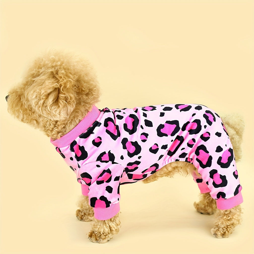 Pink Leopard Dog Apparel with Plush Styling, Pet Fashion Piece for Everyday Dress-Up, Birthday Photos and Dog Lover Gifts, Sizes XS to 4XL