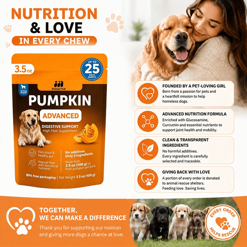 Pumpkin Fiber Supplement for Dogs, 3.5 oz (100g) Digestive Care Supplement for Canine Feeding Routines and Everyday Nutritional Support