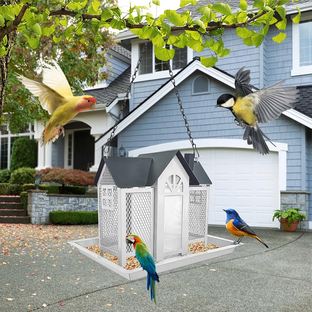 Metal Mesh Bird Feeder for Outdoors, Hanging Wild Bird Feeding Station for Backyard and Garden Birdwatching, Four Color Options for Bird Lover Gifts