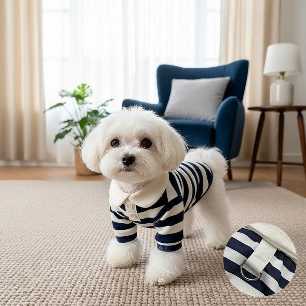 Striped Dog Clothes for Dogs and Cats, Navy Style Pet Clothing in Blue Navy, Navy Red and Coral Pink, XS–XXL for Dress-Up and Photos