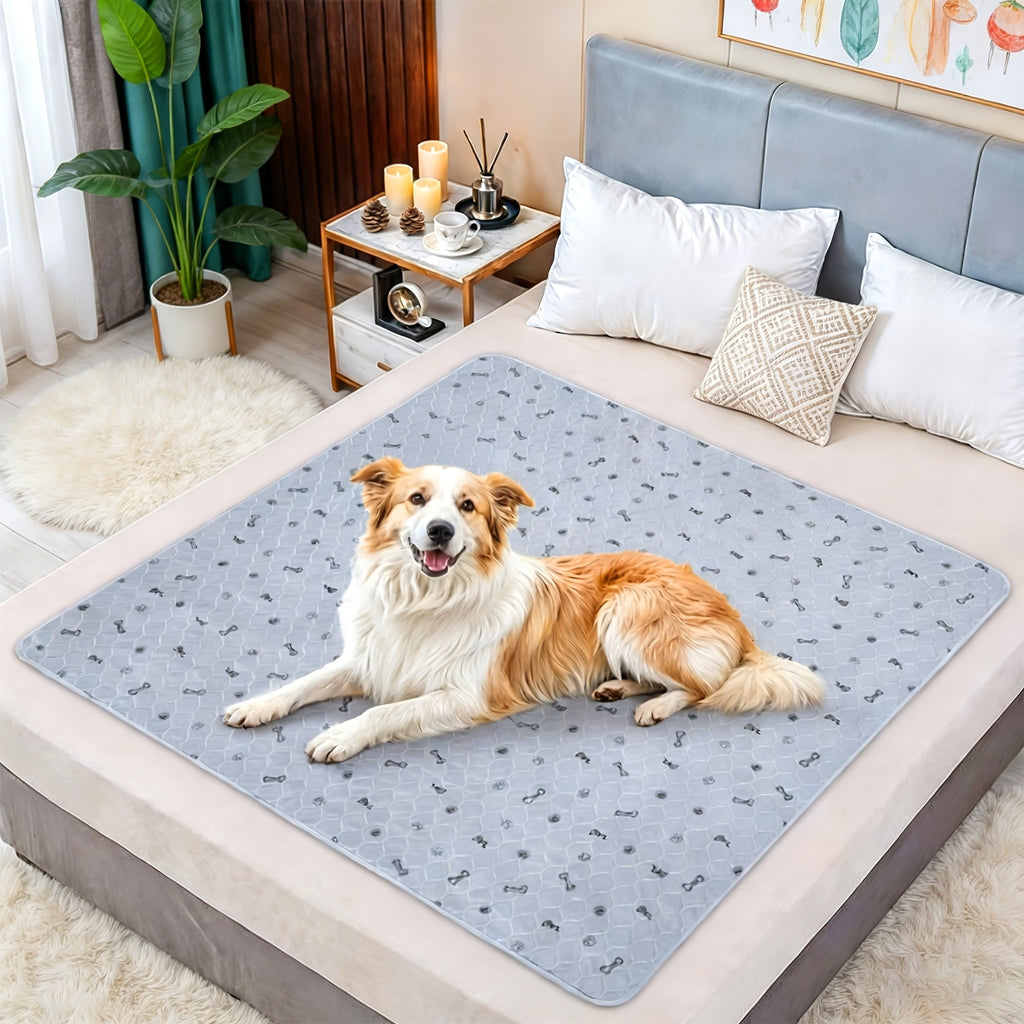 Bone Print Washable Pee Pads for Dogs, Reusable Absorbent Puppy Training and Whelping Mats with Non-Slip Backing for Crates, Couches and Playpens