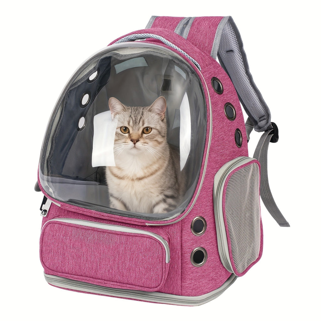 Cat Carrier Backpack with Clear Bubble Window, Breathable Space Capsule Travel Bag with Zipper Entry for Cats and Kittens, Six Color Options
