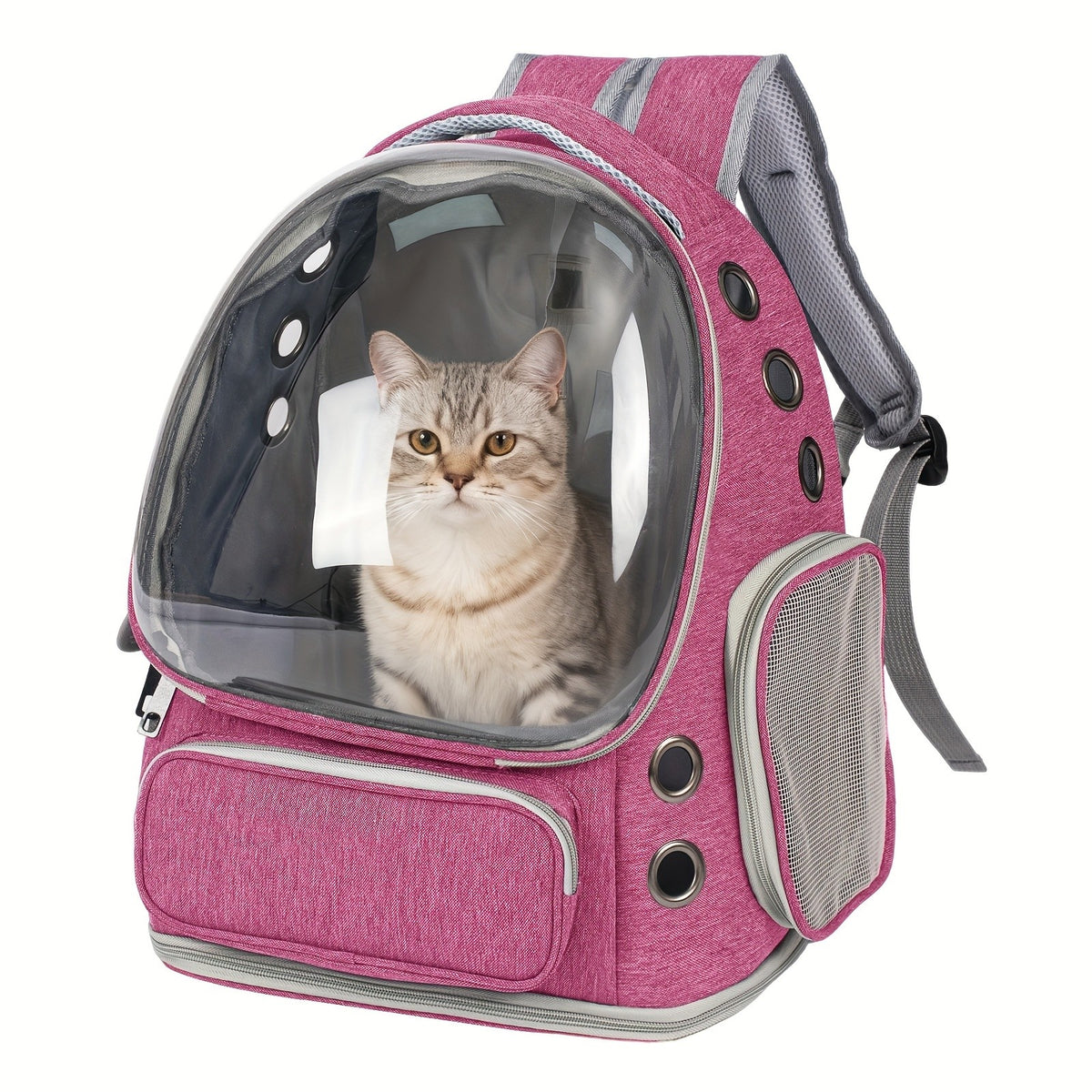 Cat Carrier Backpack with Clear Bubble Window, Breathable Space Capsule Travel Bag with Zipper Entry for Cats and Kittens, Six Color Options