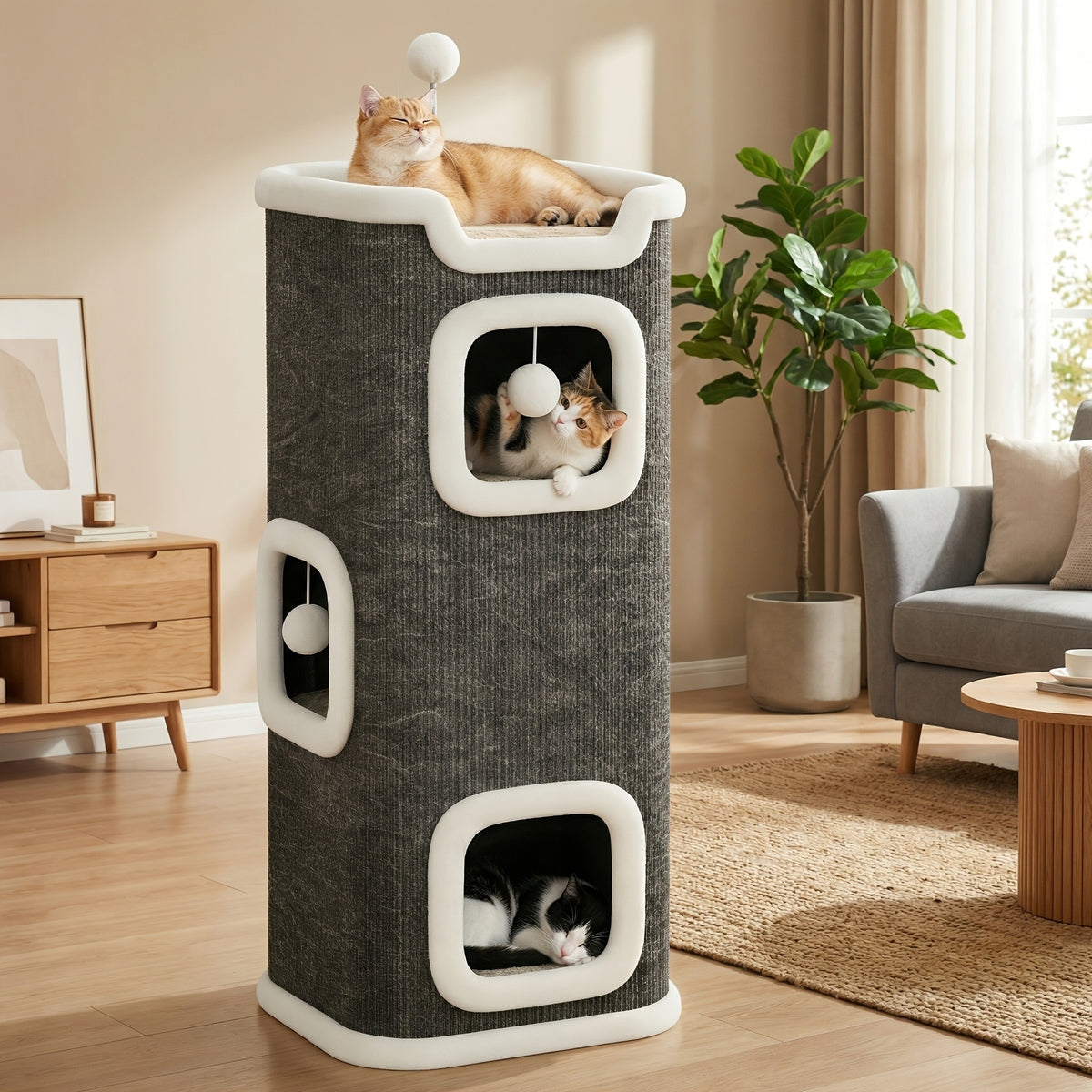 Small Cat Tree with Sisal Scratching Post and Cozy Condo Nest, Multi-Tier Indoor Cat Tower in 23 or 23.62 Inch Options for Kittens and Cats