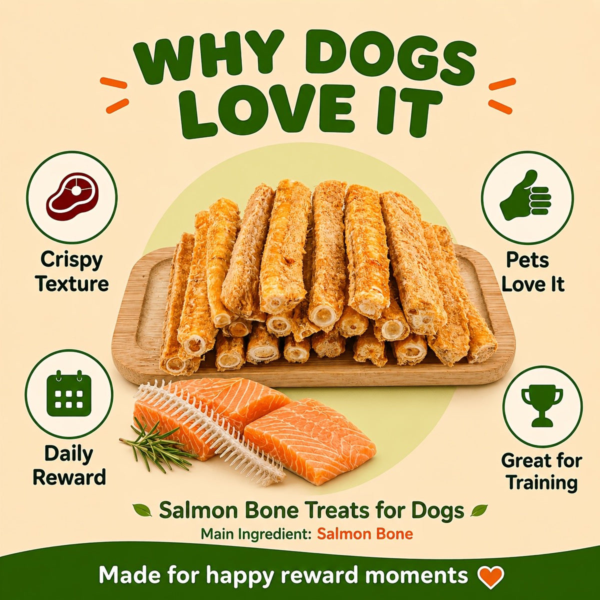 Salmon Dog Treats 85g, Freeze-Dried Crunchy Fish Snacks for Supervised Training Rewards, Walks and Everyday Treat Time for Small and Medium Dogs