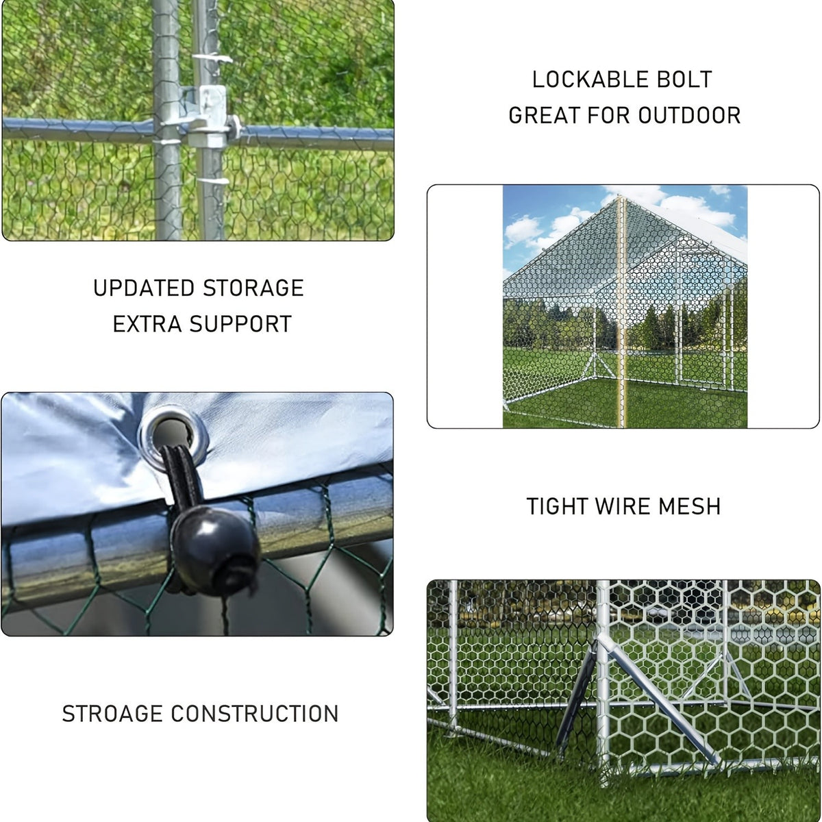 Metal Chicken Coop with UV-Resistant Cover, Walk-In Outdoor Poultry Enclosure for Backyard Hens with Flat, Dome or Spire Roof Options
