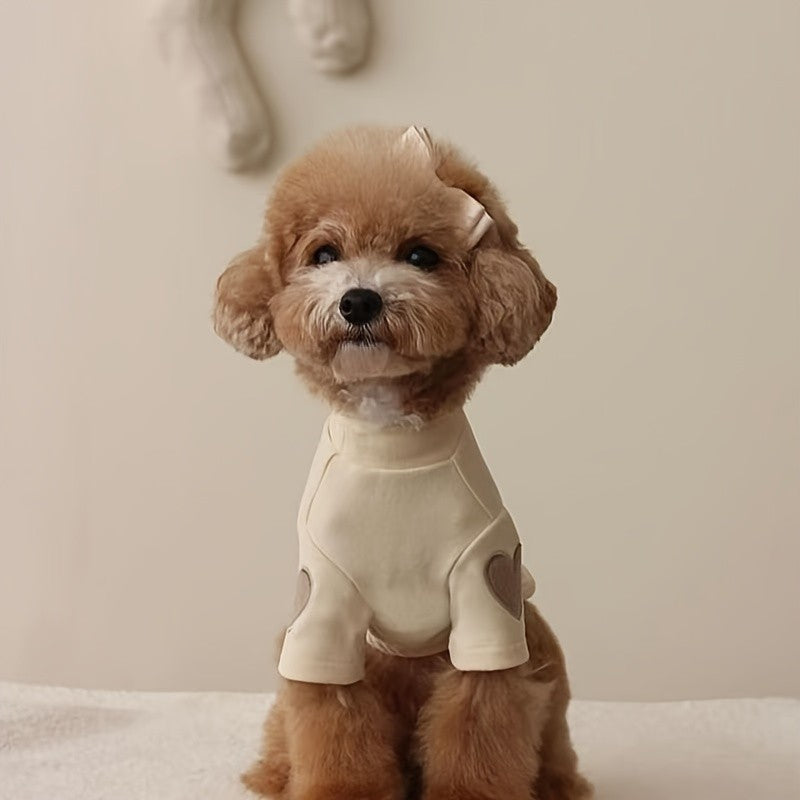 Dog Fleece Shirts 3 Pack for Small and Medium Dogs, Thin Heart-Style Two-Leg Base Layer Pet Clothes in Two Color Sets, Sizes S to XL for Everyday Outfits