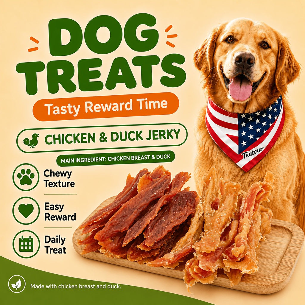 Air-Dried Dog Jerky Treats, Chicken and Duck Mixed Packs or Duck Sample Strips for Supervised Training Rewards, Walks and Everyday Snacks