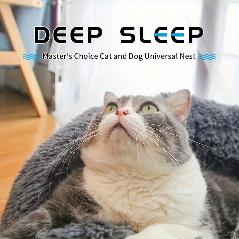 Soft Circular Cat Bed in Pink or White, All-Season Pet Sleeping Nest for Cats and Small Dogs, S M L Size Options for Everyday Home Lounging