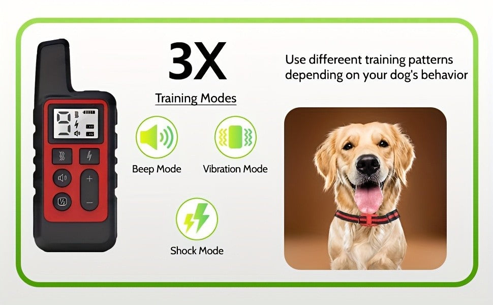 Dog Training Collar with 9-Level Adjustment, Rechargeable Remote E Collar with Tone, Vibration and Static Stimulation Modes in Red or Black