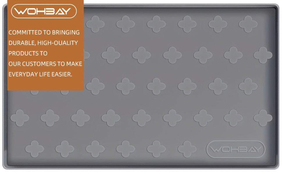 Pet Feeding Mat with Raised Edge, BPA-Free Non-Slip Dog and Cat Food Water Bowl Placemat, Dishwasher Safe in 34 x 22 or 17 x 12.6 Inches